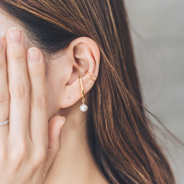 痛くない落ちにくい淡水パールのイヤーカフ